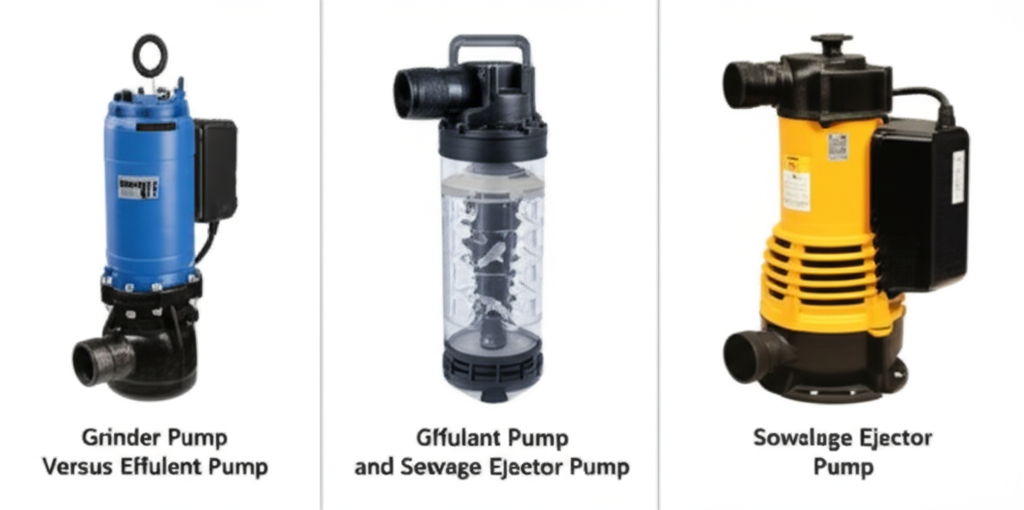 Grinder pump vs effluent & sewage ejector pumps: Wastewater system distinctions.