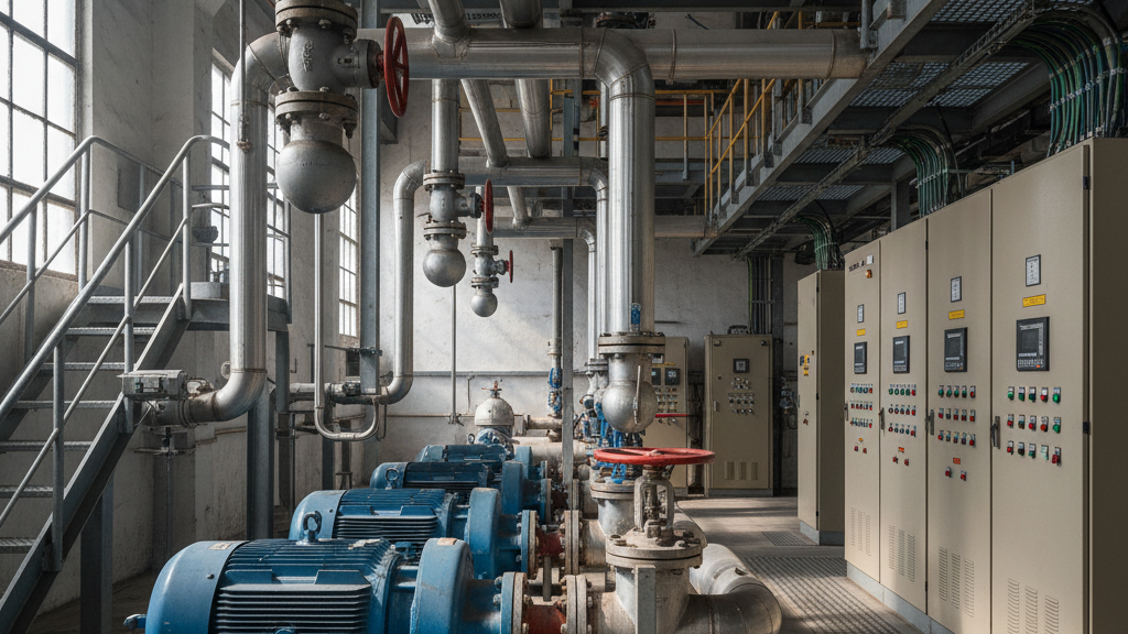 Industrial pump system in a mechanical plant environment representing heavy-duty applications