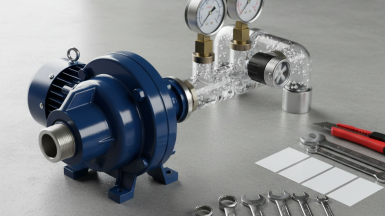 Pump system diagnostics setup with tools ready for simple low flow troubleshooting