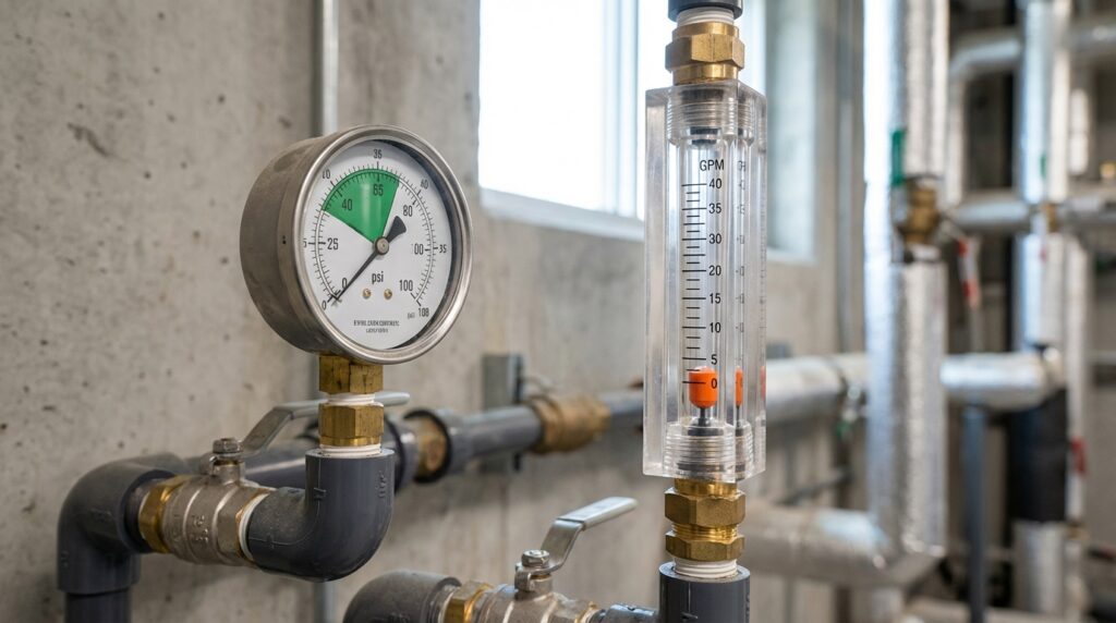 flow rate, water pressure.