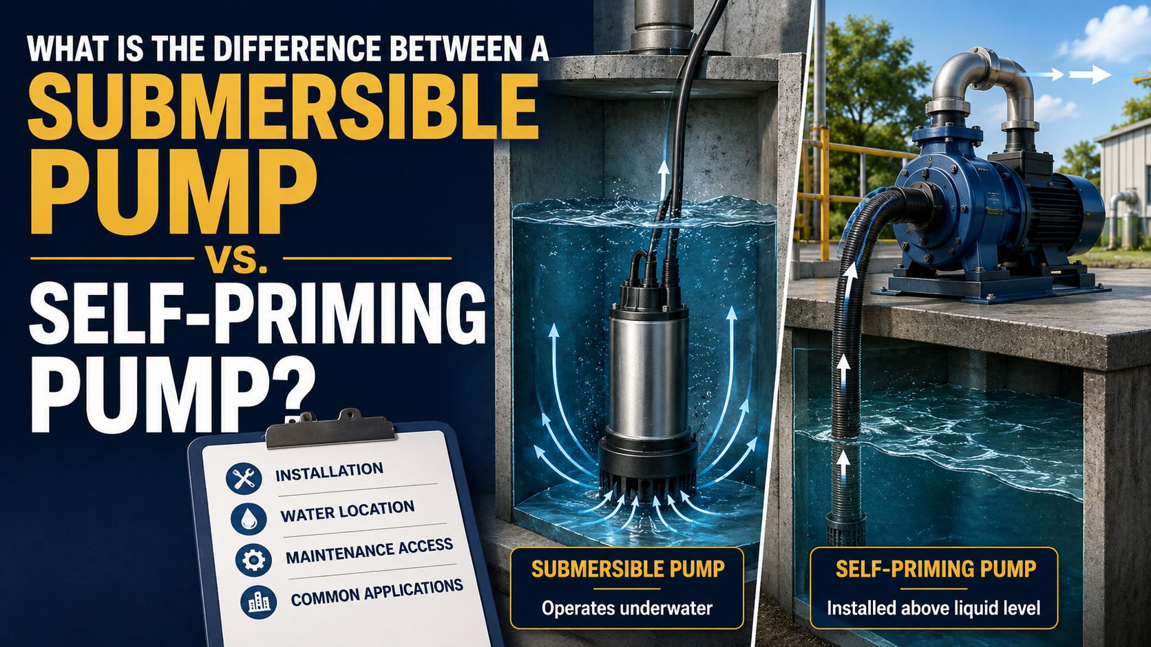 Submersible vs self-priming pumps explained