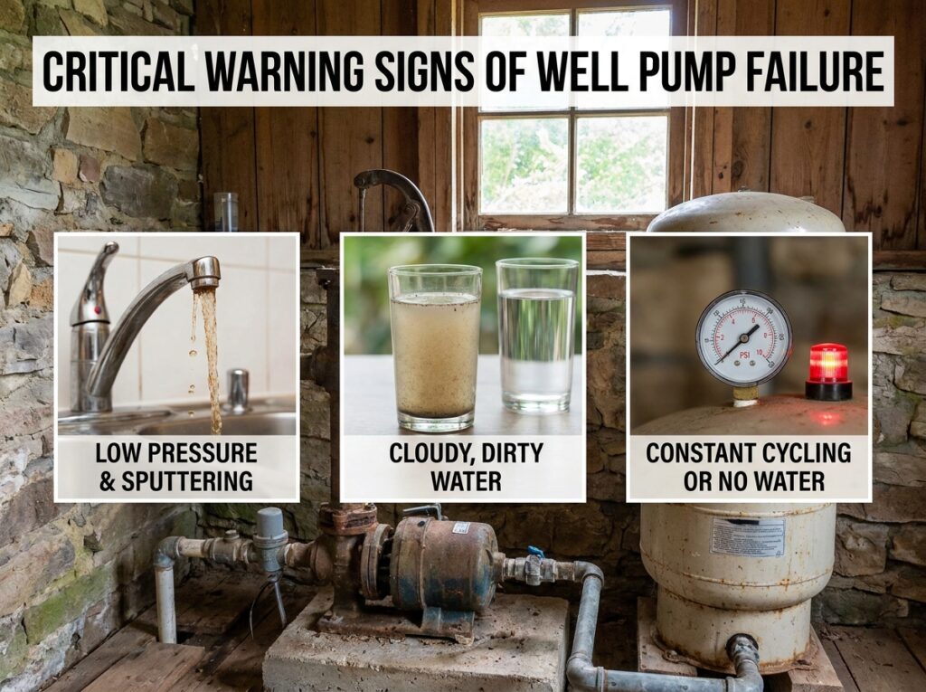Professional illustration of Critical Warning Signs of Well Pump Failure